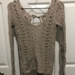 Free People Bow tie Open Back Sweater